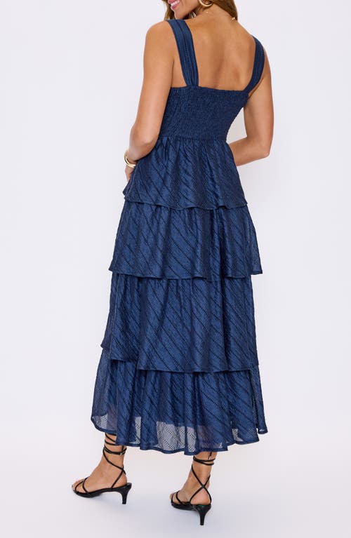 Vici Collection Celeste Ladder Stitch Detail Tiered Dress In Blue