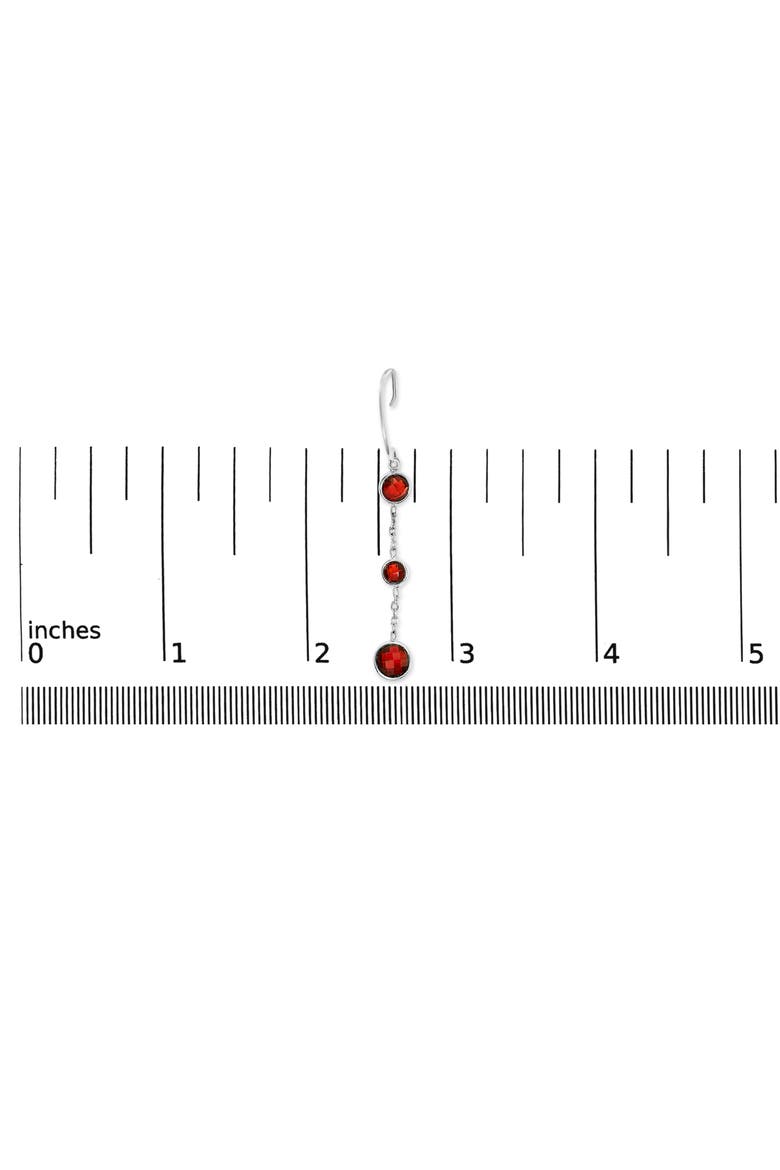 .925 Sterling Silver Graduating Bezel Set Red Garnet Dangle Earring, Alternate, color, White