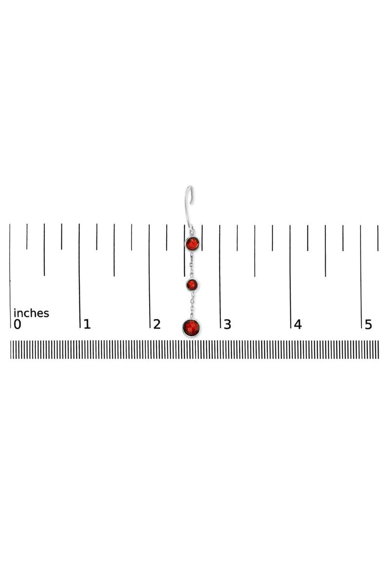 Haus of Brilliance .925 Sterling Silver Graduating Bezel Set Red Garnet Dangle Earring, Alternate, color, White