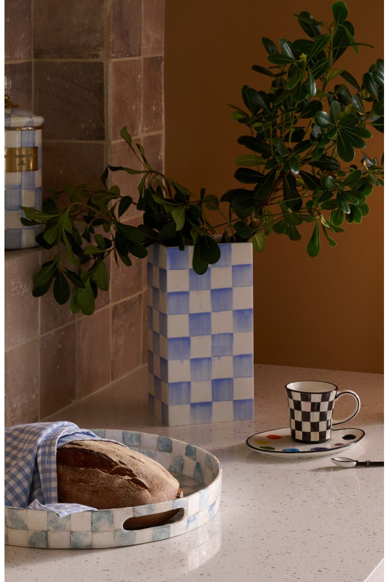 Sky Check Pillar Vase, Alternate, color, BLUE
