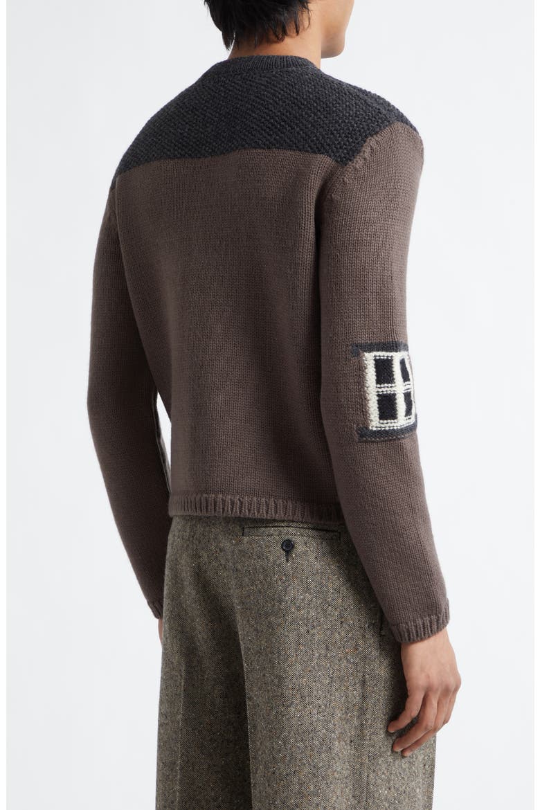 House Intarsia Wool Cardigan, Alternate, color, CHESTNUT