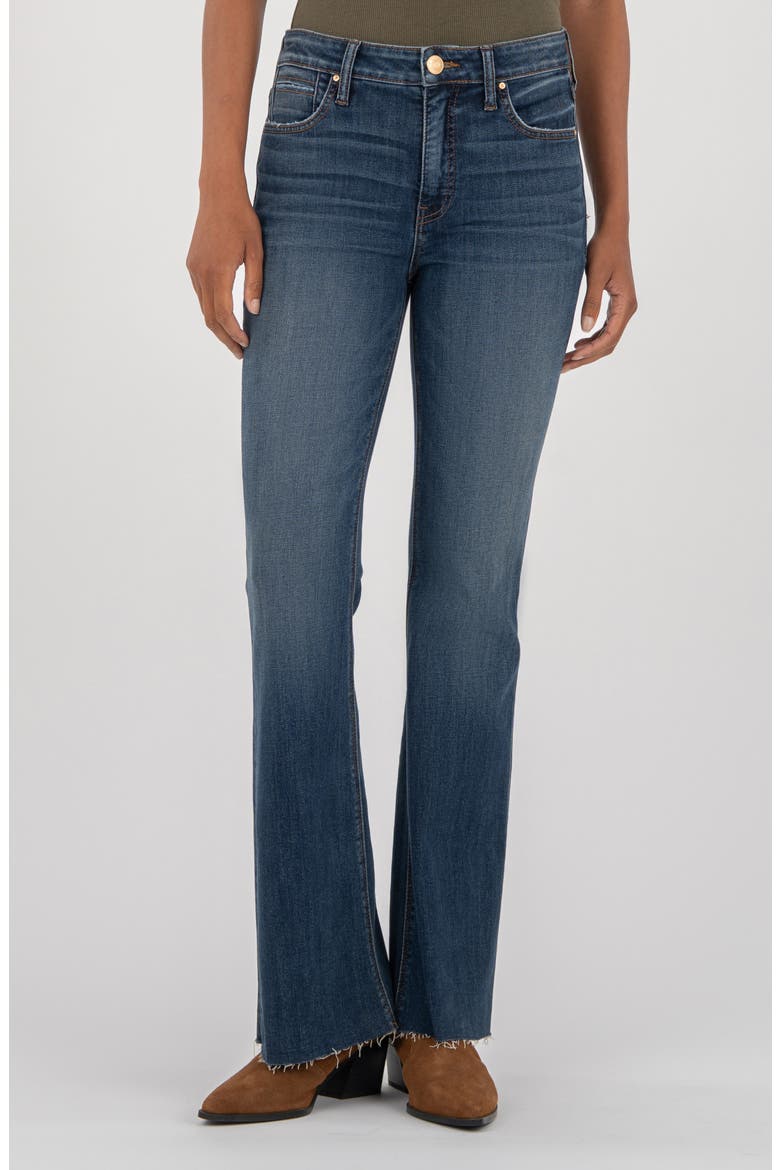 Stella Raw Hem High Waist Flare Jeans, Main, color, INTRIGUING