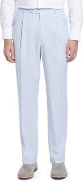 Berle Pleated Seersucker Cotton Dress Pants
