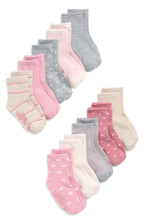 Capelli New York Kids' Heart Assorted 10-pack Scalloped Gripper Crew Socks In Gray