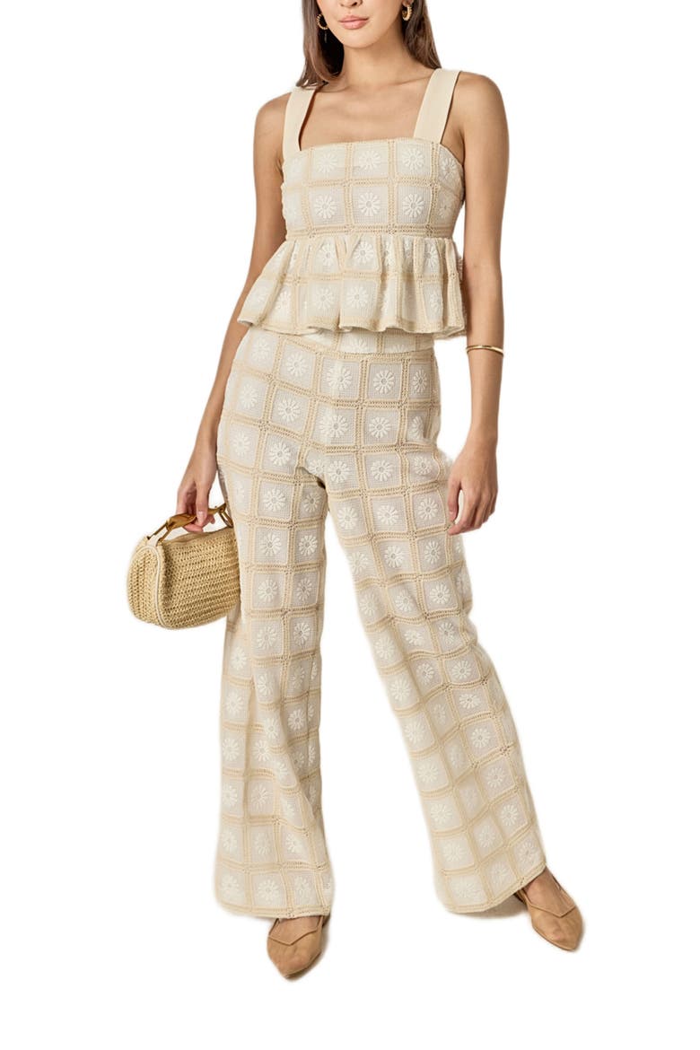 Bria Embroidered Lace Peplum Top, Alternate, color, NATURAL