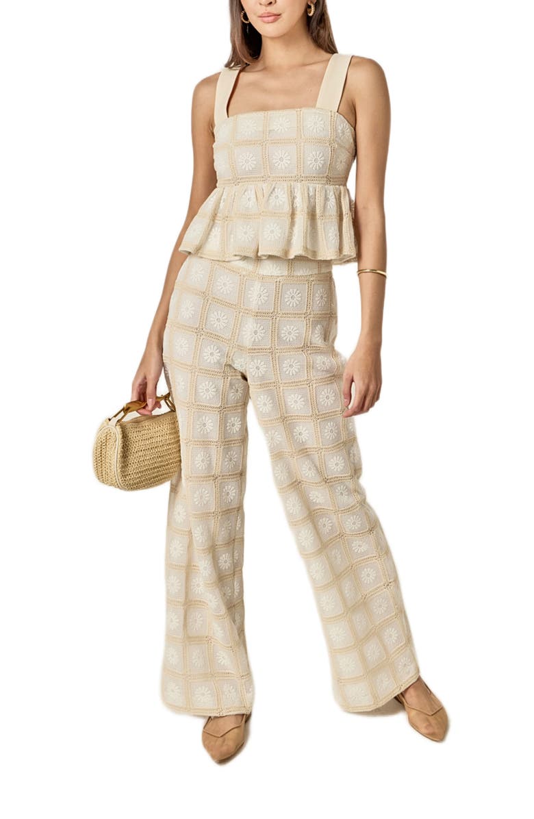 English Factory Bria Embroidered Lace Peplum Top, Alternate, color, Natural