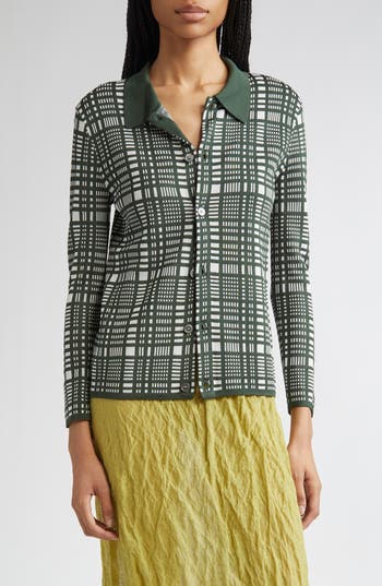 Zankov Patrique Geo Jacquard Cardigan In Green