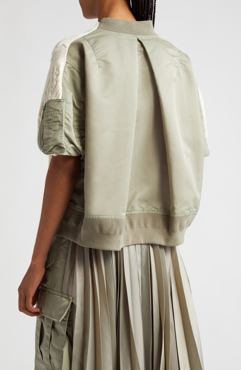 Sacai Hybrid Wool Knit & Nylon Twill Top, Alternate, color, 