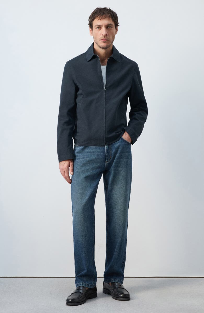 MANGO Cotton Blend Jacket, Alternate, color, Navy