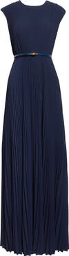 ST. JOHN Emery Pleated Lightweight Crepe Gown