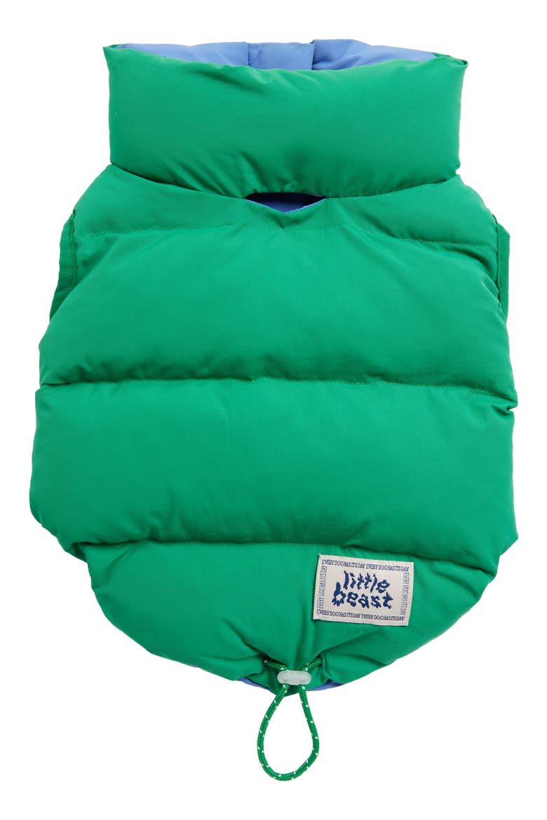 Reversible Dog Parka Vest, Main, color, BLUE AND GREEN