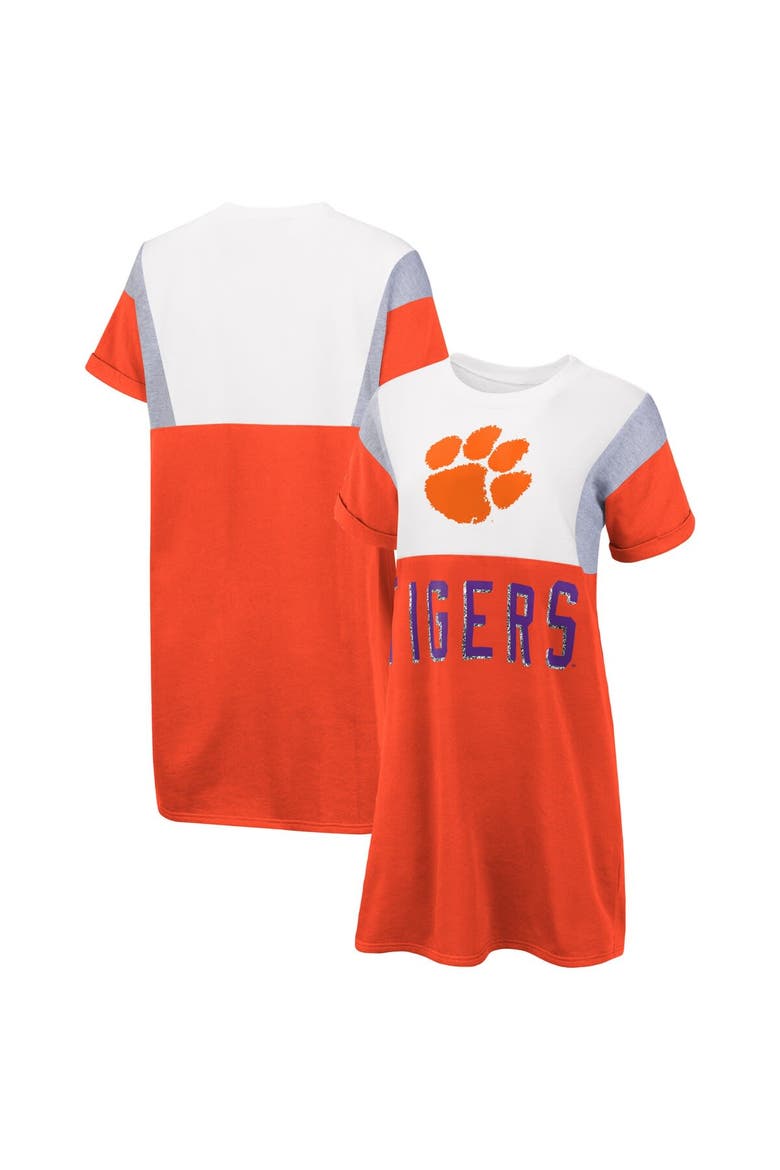Women's G-III 4Her by Carl Banks Orange/White Clemson Tigers 3rd Down Short Sleeve T-Shirt Dress, Main, color, Orange