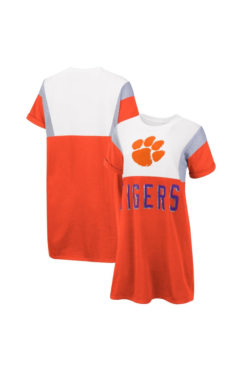 G-III 4HER BY CARL BANKS Women's G-III 4Her by Carl Banks Orange/White Clemson Tigers 3rd Down Short Sleeve T-Shirt Dress, Main, color, Orange
