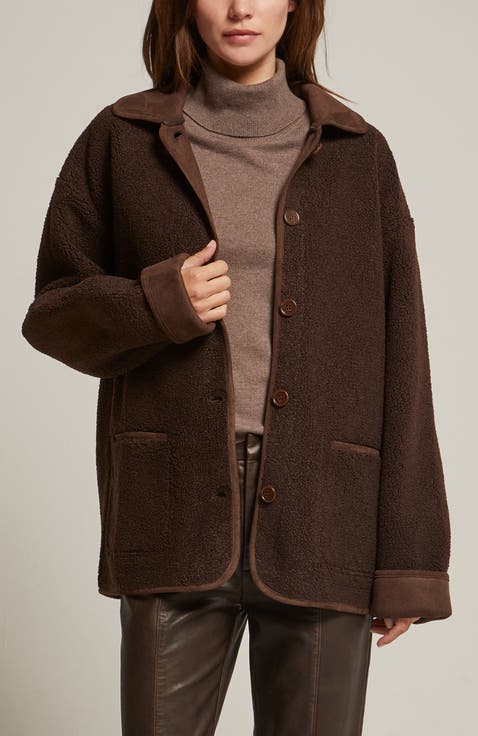 Contrast Collar Shearling Jacket