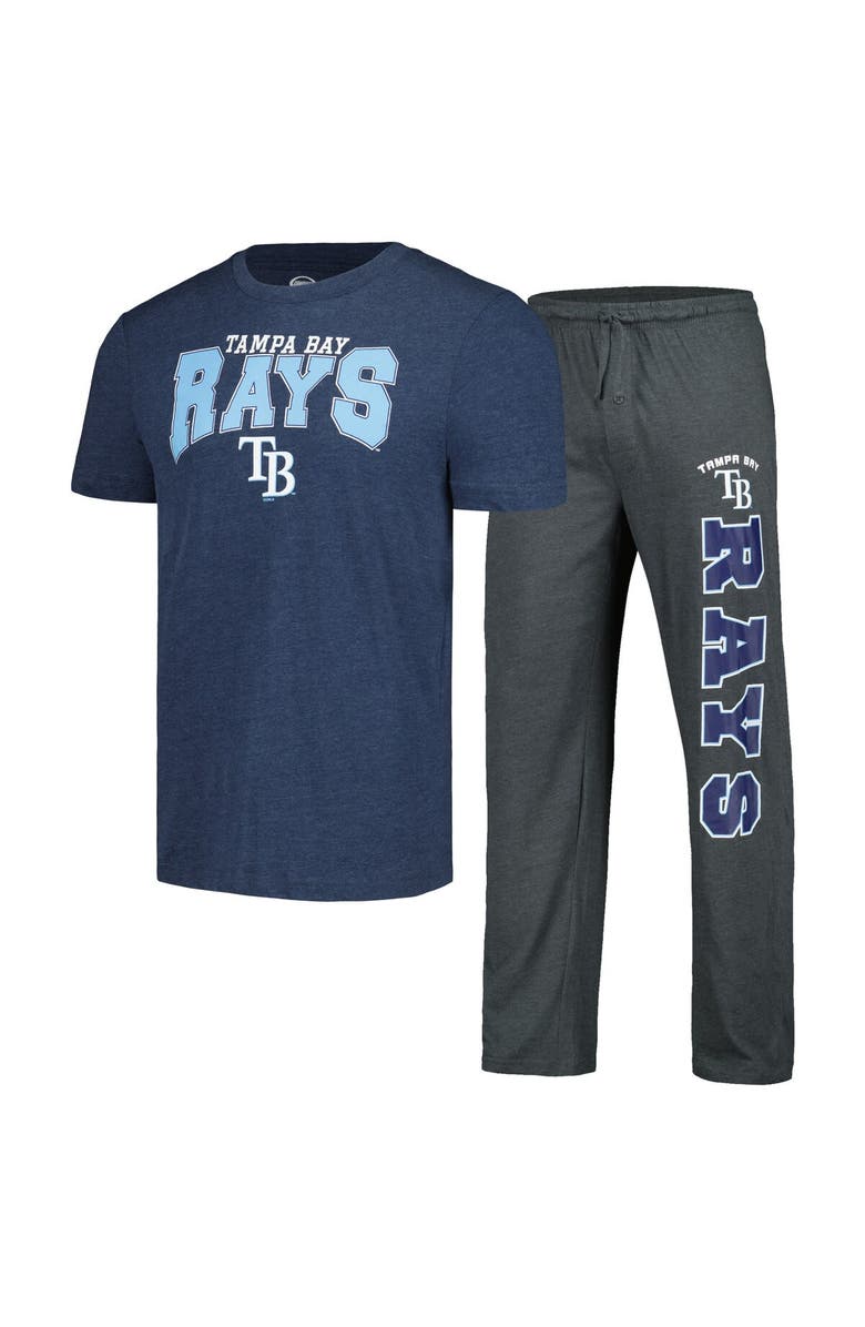 CONCEPTS SPORT Men's Concepts Sport Charcoal/Navy Tampa Bay Rays Meter T-Shirt & Pants Sleep Set, Alternate, color, 