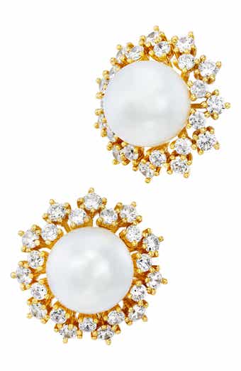 Shell Pearl Halo Stud Earrings