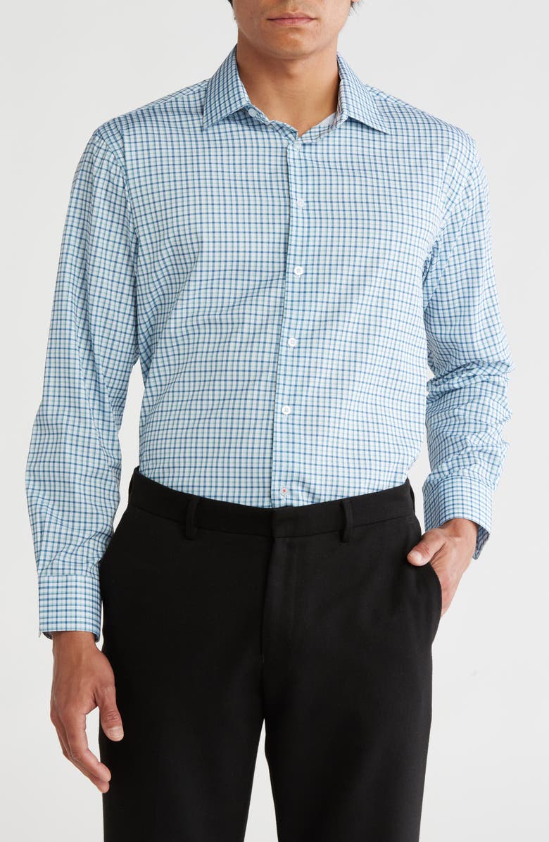 Nautica Plaid Regular Fit Dress Shirt, Main, color, White/ Blue/ Green