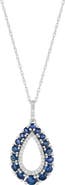 Frankie & Zoe 10K White Gold Diamond & Sapphire Teardrop Pendant Necklace