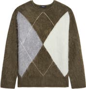 Theory Brushed Argyle Merino Wool and Cashmere Sweater
