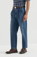 Brunello Cucinelli Comfort cotton denim iconic fit five-pocket trousers with double pleats
