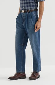 Brunello Cucinelli Comfort cotton denim iconic fit five-pocket trousers with double pleats