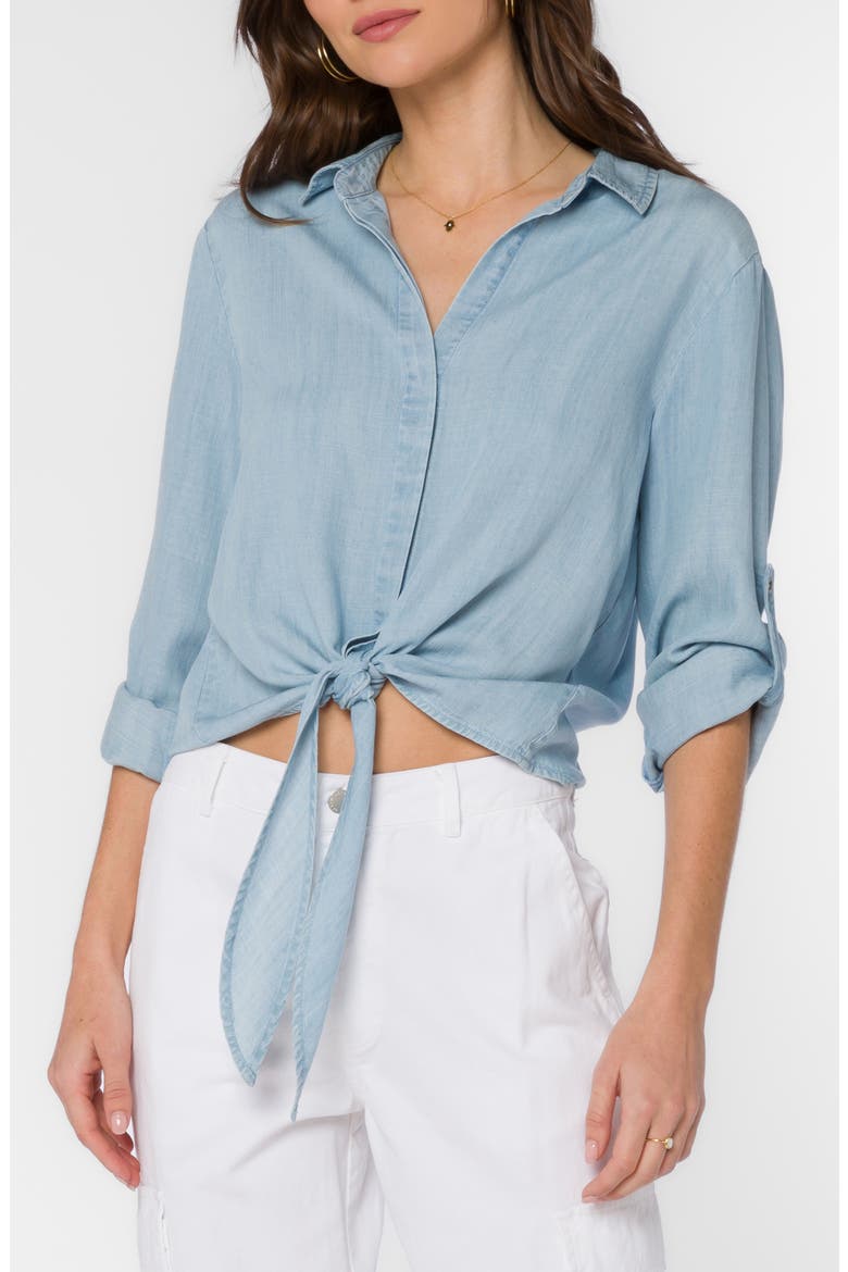 Solange Crop Tie Front Top, Main, color, CATALINA SKY
