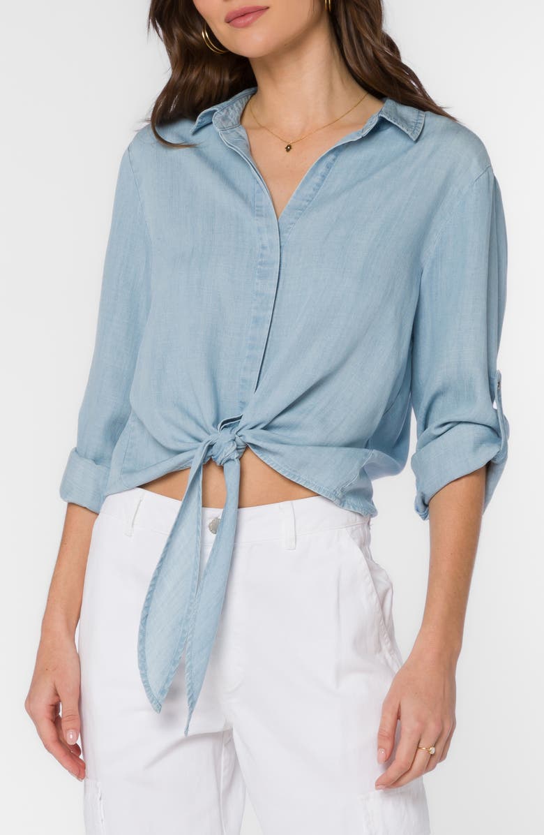 VELVET HEART Solange Crop Tie Front Top, Main, color, Catalina Sky