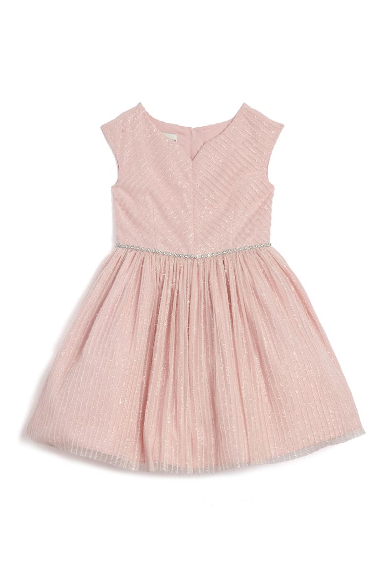 Kids' Sylvia Metallic Stripe Party Dress, Main, color, MAUVE