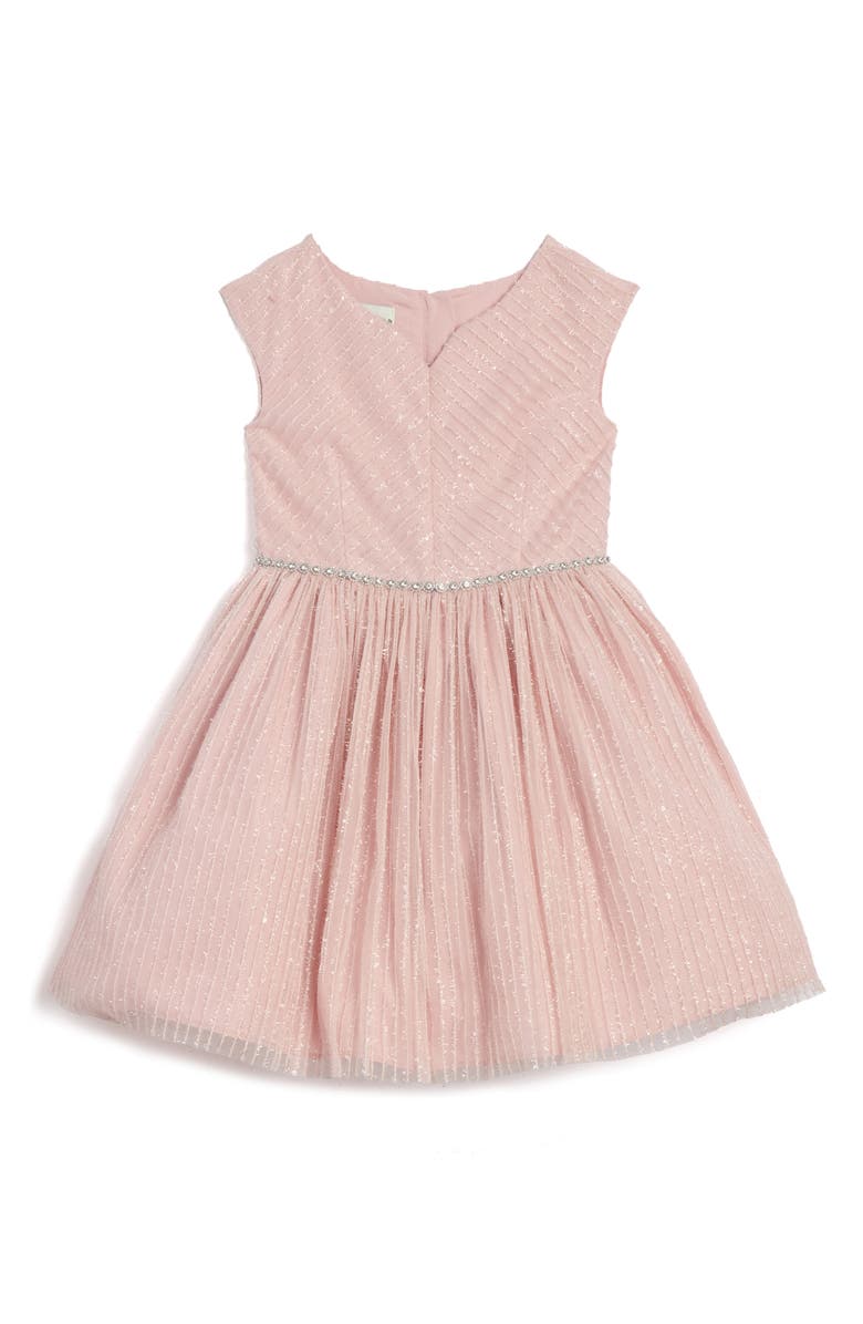 Pippa & Julie Kids' Sylvia Metallic Stripe Party Dress, Main, color, Mauve