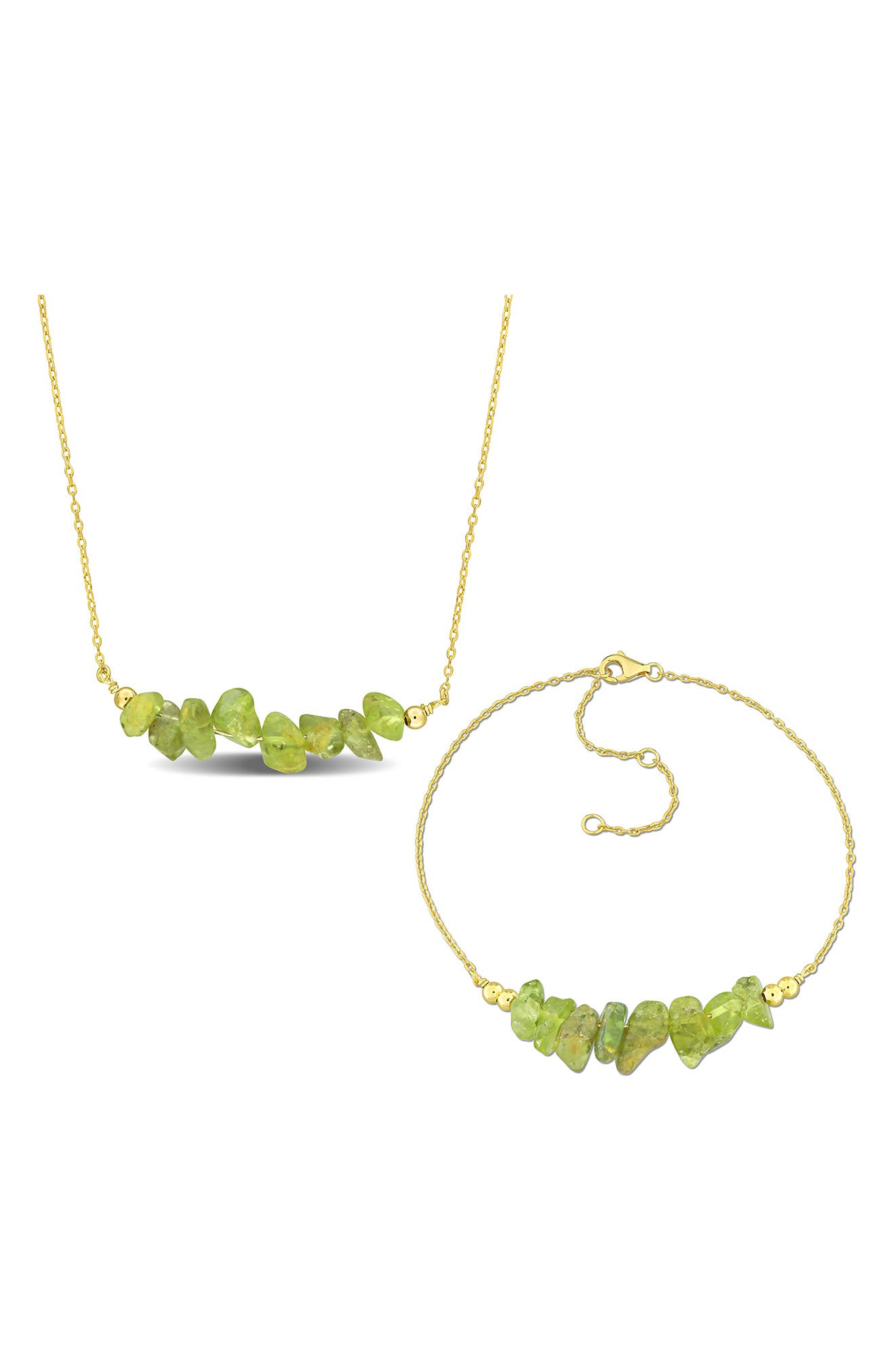 DELMAR Fancy Cut Peridot Bracelet & Necklace Set