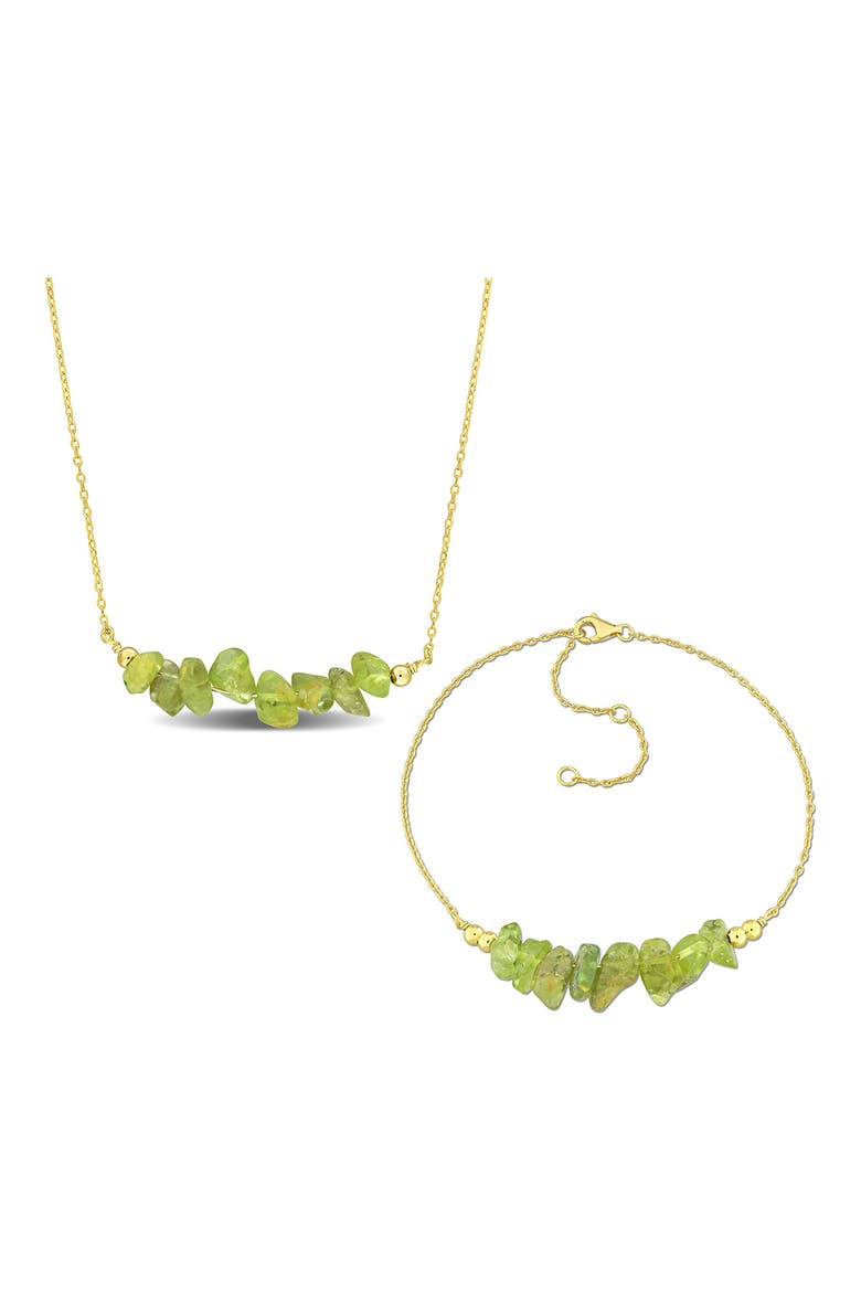 Fancy Cut Peridot Bracelet & Necklace Set, Main, color, GREEN