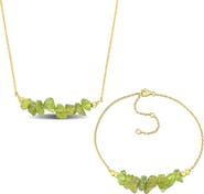 DELMAR Fancy Cut Peridot Bracelet & Necklace Set
