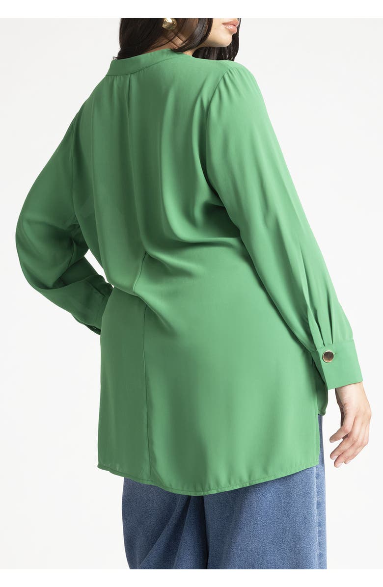 ELOQUII Mandarin Collar Tunic, Alternate, color, Kelly