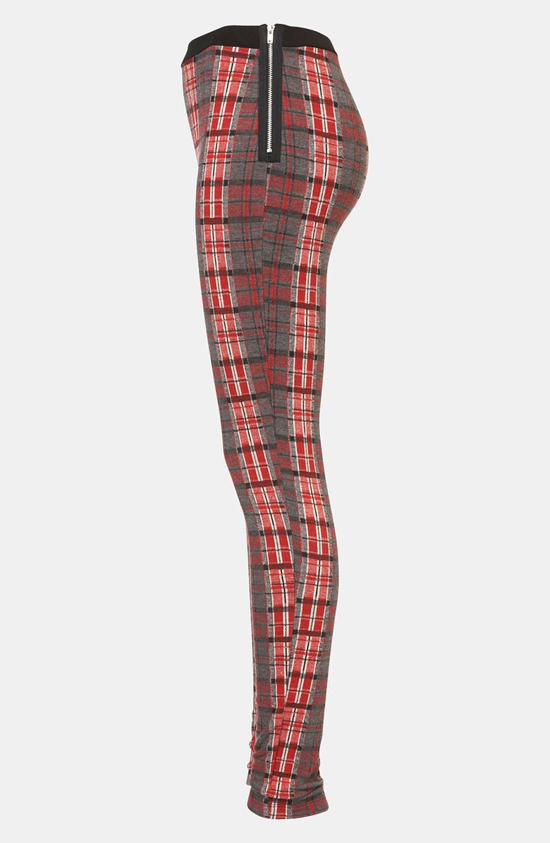Topshop Tartan Leggings, Alternate, color, 