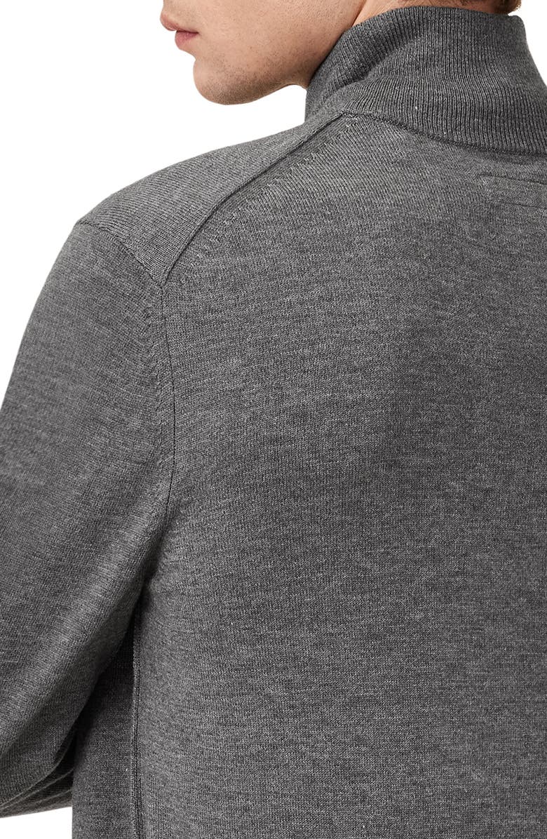 AllSaints Kilburn Funnel Neck Wool Blend Quarter Zip Sweater, Alternate, color, Monument Grey