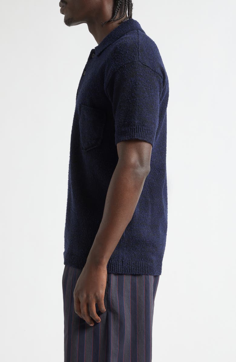 Maison Margiela Cotton & Wool Blend Polo, Alternate, color, Blue/ Black