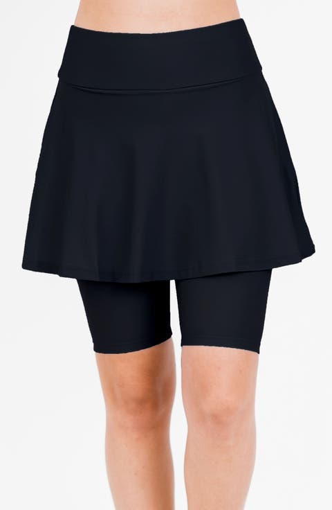 Midi Swim Skort With Bike Shorts