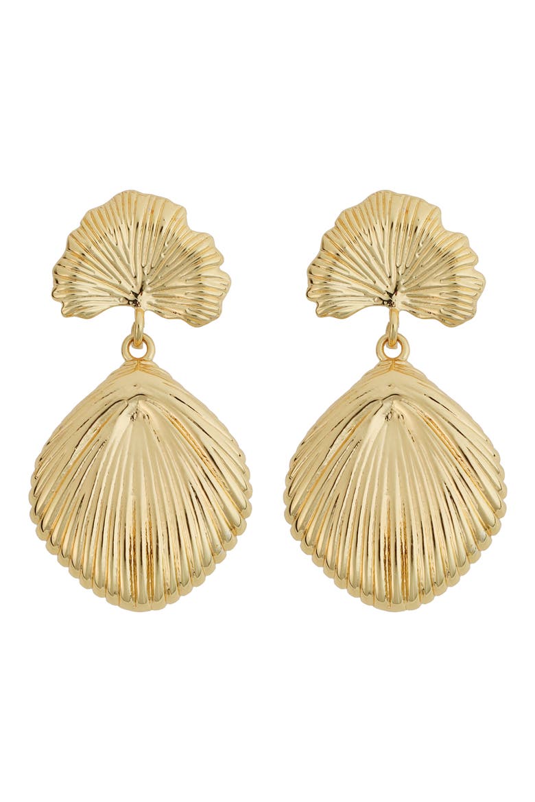 Seashell Drop Earrings, Main, color, GOLD
