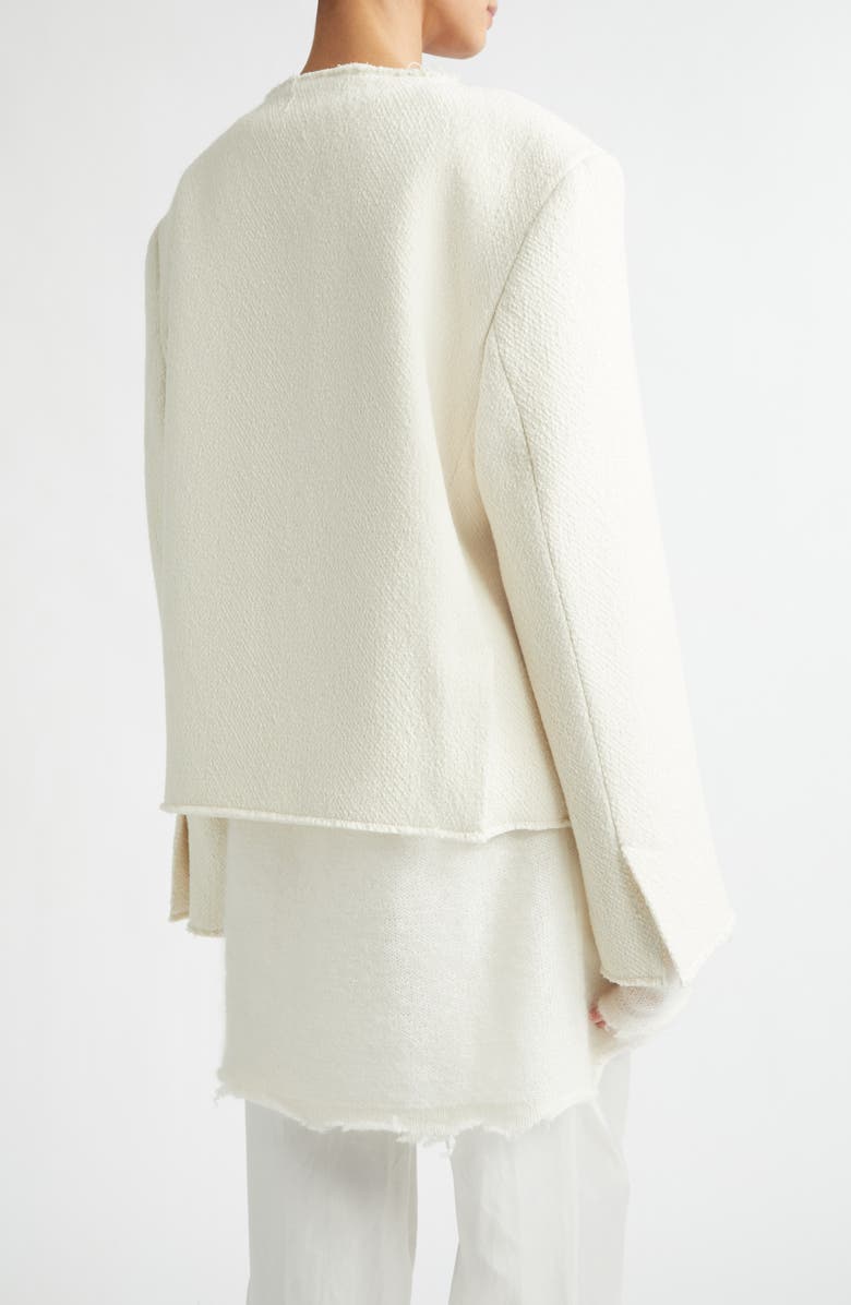 TOTEME Open Front Wool Blend Bouclé Jacket, Alternate, color, Ecru