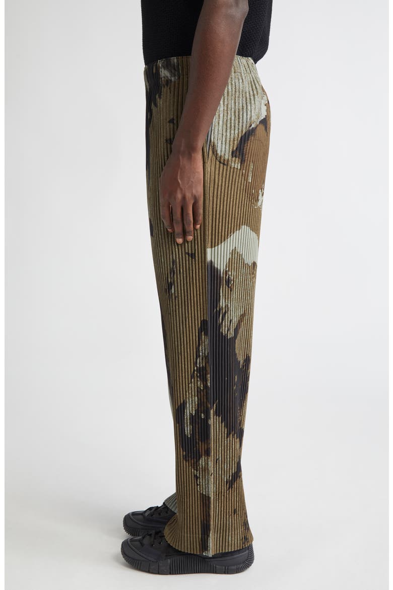 Pleated Painted Stone Print Pants, Alternate, color, BROWN