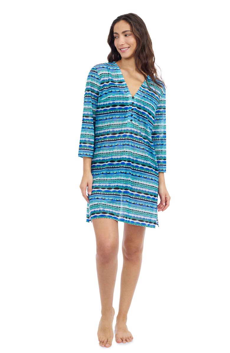 Profile by Gottex Bachata V-Neck Mesh Dress, Main, color, 