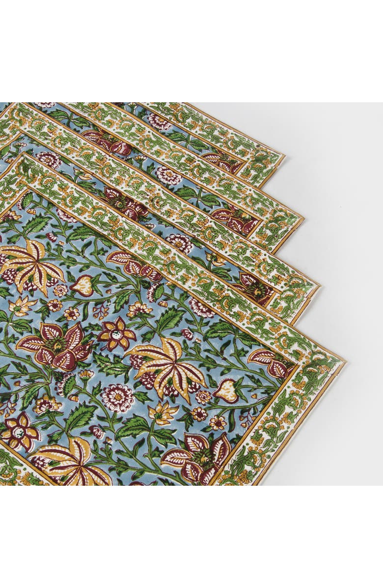 Mela Artisans Florin Hand Block Printed Cotton Placemats - Set of 4, Alternate, color, Florin