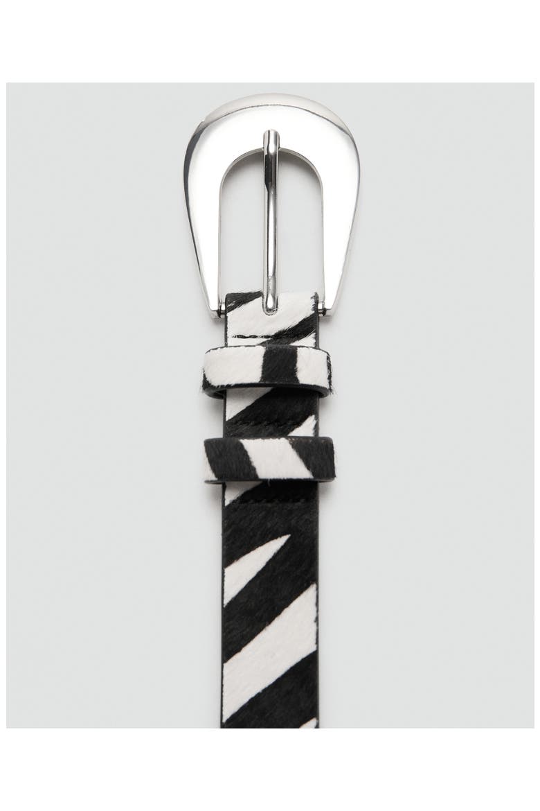 Zebra Print Calf Hair Belt, Alternate, color, BLACK