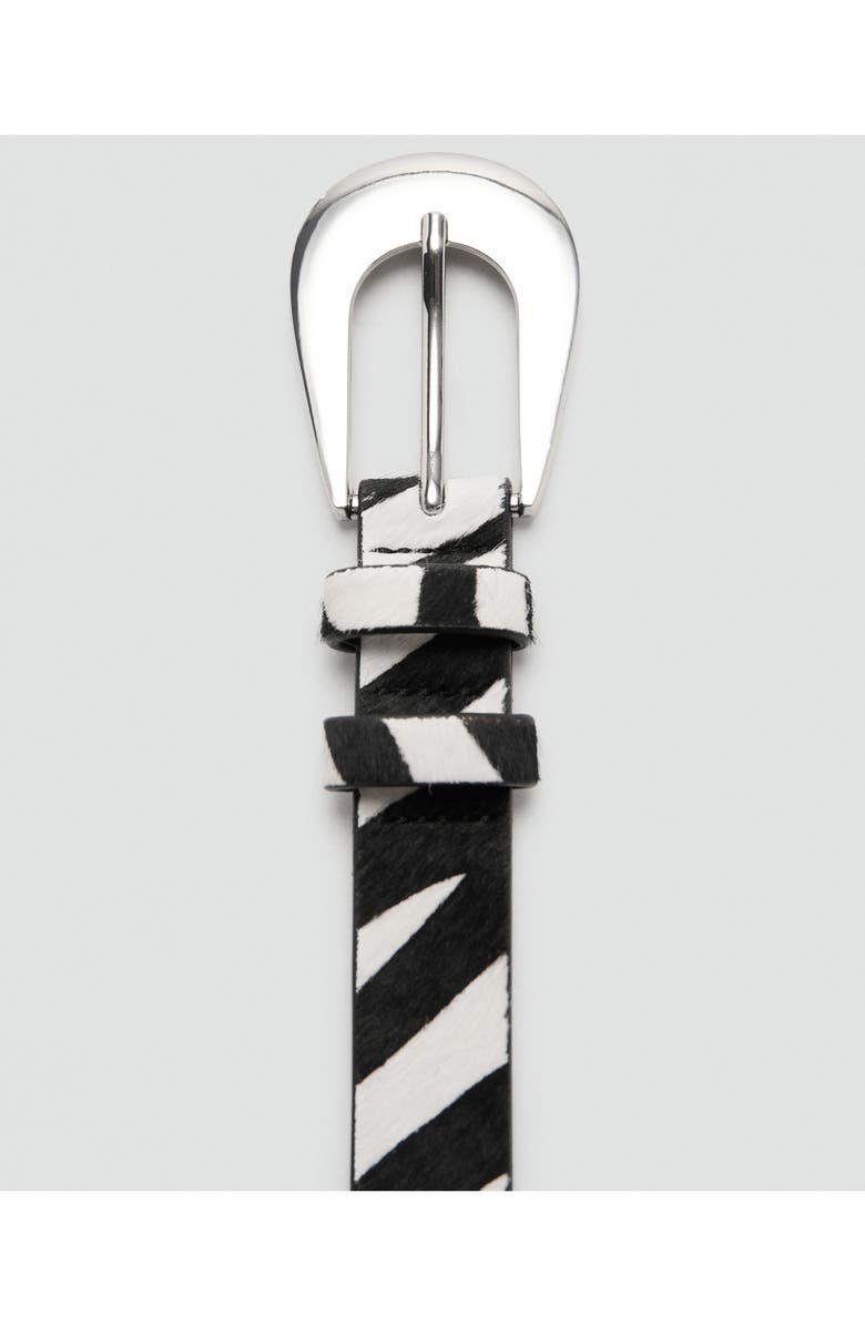 MANGO Zebra Print Calf Hair Belt, Alternate, color,