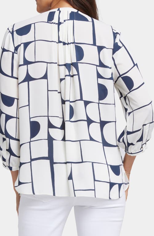Nydj Print Pintuck Top In Blue