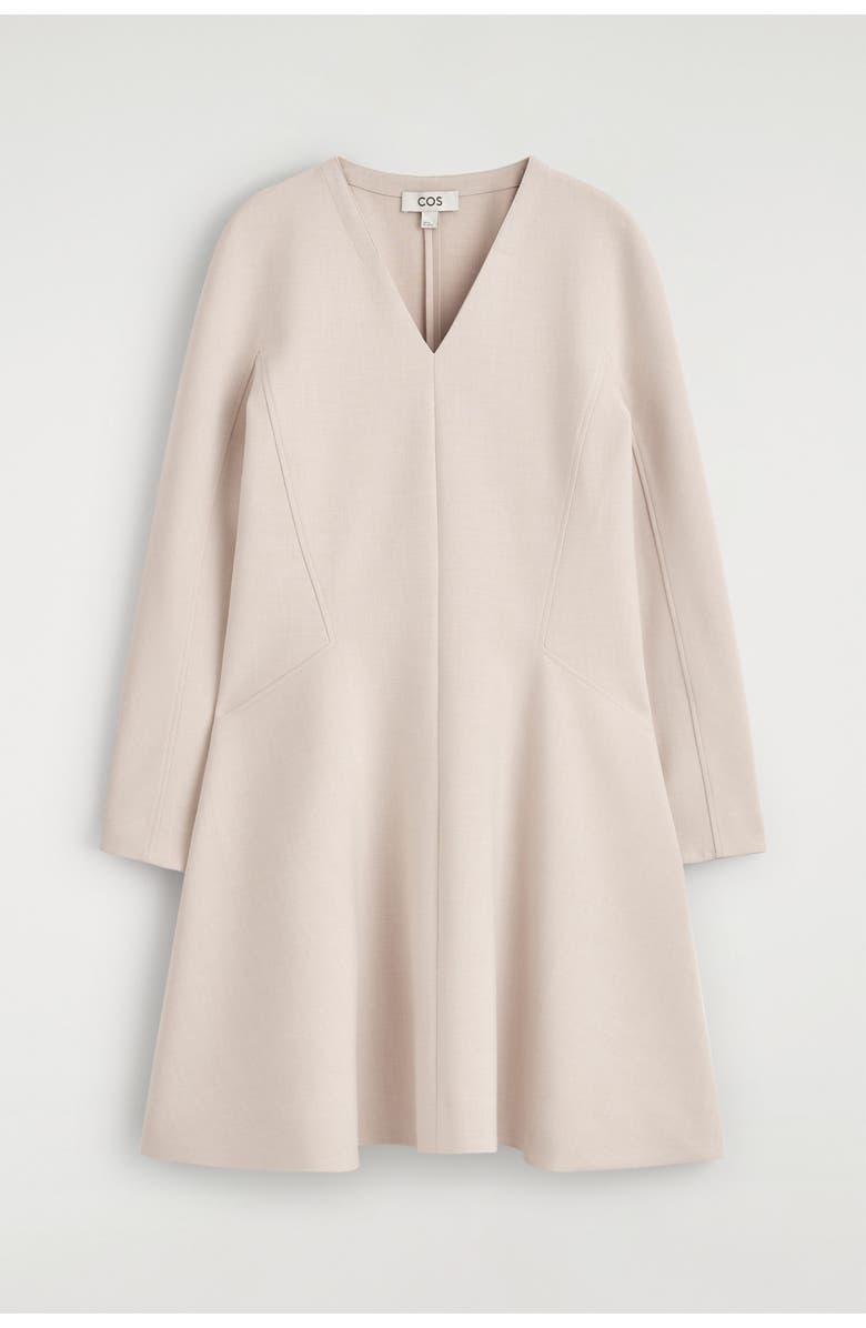 COS Tailored V-Neck Mini Dress, Alternate, color, Beige