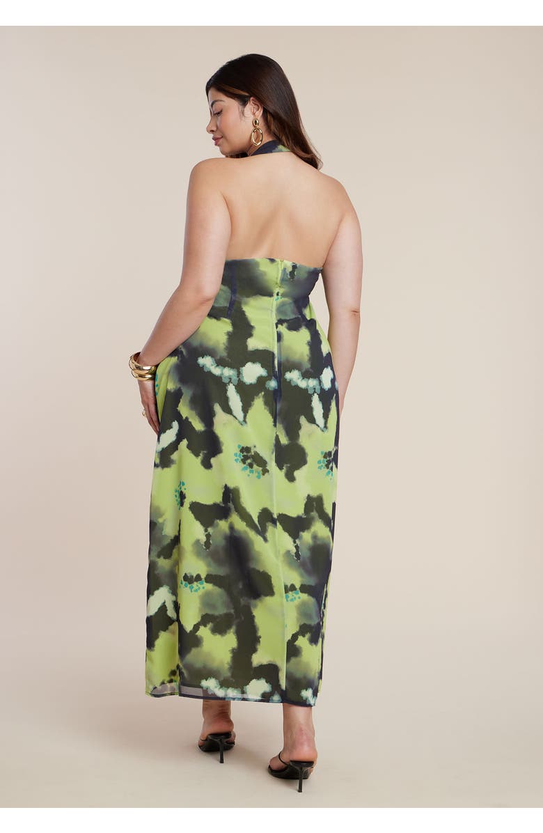 ELOQUII Tie-Detail Halter Maxi Dress, Alternate, color, Green Petunia