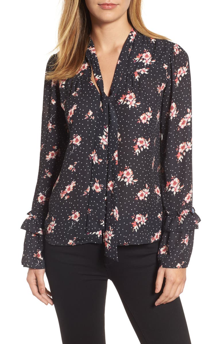 Halogen<sup>®</sup> Tie Neck Blouse, Main, color, 