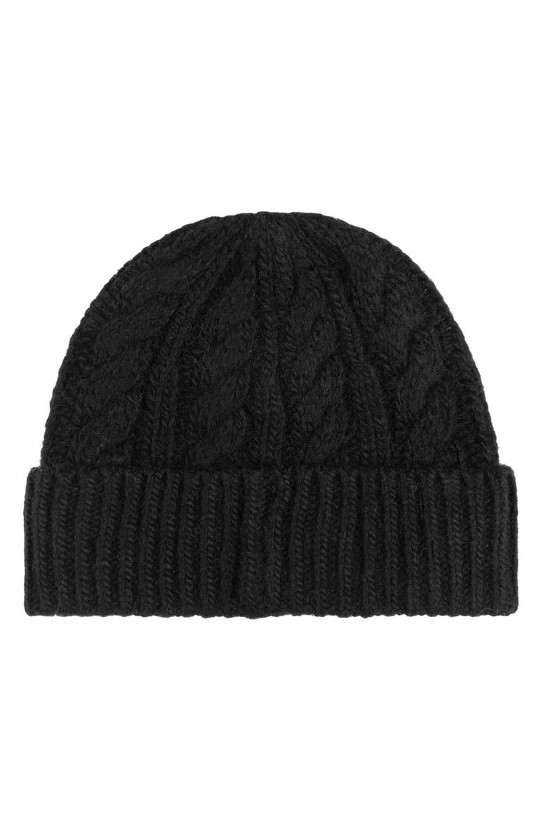 Polo Ralph Lauren Tux Bear Cable Merino Wool, Alpaca & Linen Beanie, Alternate, color, Black