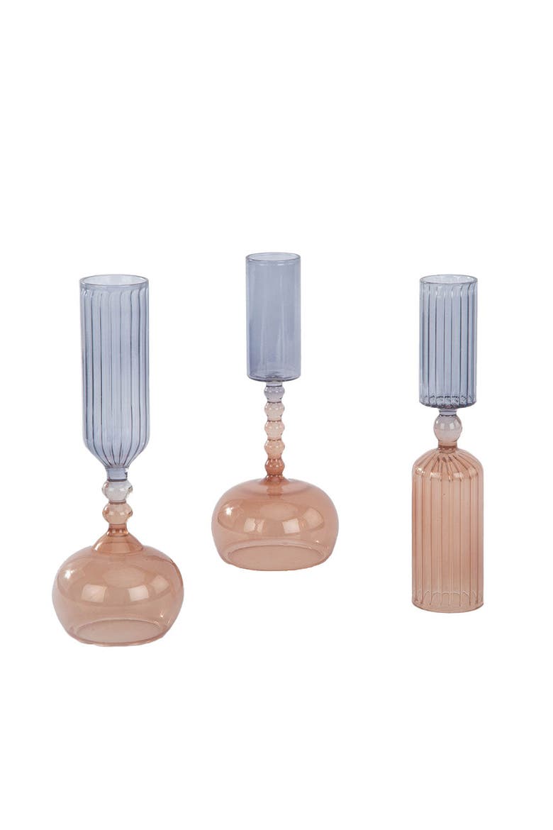 Etched Borosilicate Glass Bud Vases in Smoke, Main, color, Smoke